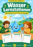 Vorschau - Arbeitsblätter - Wasser Stationenlernen, Klasse 3-4 - Deckblatt