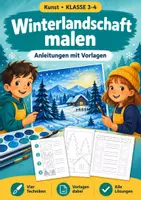 Vorschau - Arbeitsblätter - Winterlandschaft, Klasse 3-4, Anleitungen - Deckblatt