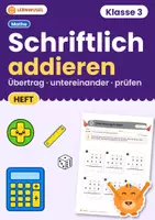 Vorschau - Arbeitsblätter - Schriftliche Addition – Arbeitsblätter | Klasse 3 | mit Lösungen - Deckblatt