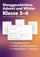 Vorschau - Arbeitsblätter - Klanggeschichten Advent und Winter Musik Klasse 3/4 – 3 Geschichten mit Instrumentenkarten und Klangplänen - Deckblatt