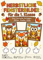 Vorschau - Mal- und Bastelvorlagen - Fensterbilder: Herbst in Klasse 1 | Otter Fuchs Eule - Deckblatt