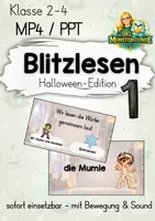 Vorschau - Präsentationen/Tafelbilder - 🎃 Blitzlesen Halloween | Leseübung mit Bewegung & Sound | MP4 | Klasse 2–4 | Leseband - Deckblatt