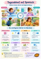Vorschau - Poster - Tagesablauf Spanisch, Poster, Klasse 7 - Deckblatt