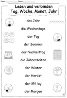 Vorschau - Arbeitsblätter - Lesen und verbinden „Tag, Woche, Monat, Jahr“ | DaZ – Zeit, Tageszeiten & Jahreszeiten - Seite 3