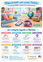 Vorschau - Poster - Freundschaft und soziale Medien Englisch, Klasse 7 - Deckblatt