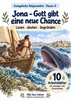 Vorschau - Arbeitsblätter - Jona – Gott gibt eine neue Chance | Religion Klasse 4 Arbeitsblätter | Evangelische Religionslehre | 10 Arbeitsblätter als PDF - Deckblatt
