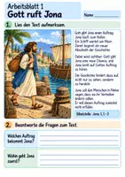 Vorschau - Arbeitsblätter - Jona – Gott gibt eine neue Chance | Religion Klasse 4 Arbeitsblätter | Evangelische Religionslehre | 10 Arbeitsblätter als PDF - Seite 1