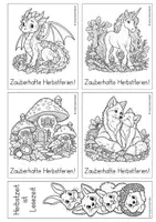 Vorschau - Mal- und Bastelvorlagen - Grußkarten | Ausmalbilder - Zauberhafte Herbstferien (Klasse 1-3) - Seite 2
