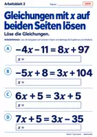 Vorschau - Arbeitsblätter - Gleichungen mit x auf beiden Seiten lösen - Seite 2