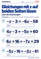 Vorschau - Arbeitsblätter - Gleichungen mit x auf beiden Seiten lösen - Seite 3