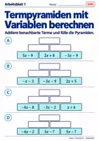 Vorschau - Arbeitsblätter - Termpyramiden mit Variablen berechnen - Seite 1