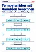 Vorschau - Arbeitsblätter - Termpyramiden mit Variablen berechnen - Seite 2