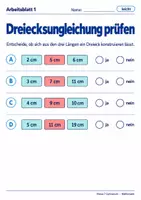 Vorschau - Arbeitsblätter - Dreiecksungleichung prüfen - Seite 1