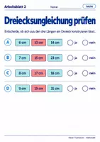 Vorschau - Arbeitsblätter - Dreiecksungleichung prüfen - Seite 2
