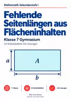 Vorschau - Arbeitsblätter - Fehlende Seitenlängen aus Flächeninhalten - Deckblatt