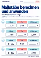 Vorschau - Arbeitsblätter - Maßstäbe berechnen und anwenden - Seite 1