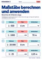 Vorschau - Arbeitsblätter - Maßstäbe berechnen und anwenden - Seite 2