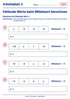 Vorschau - Arbeitsblätter - Fehlende Werte beim Mittelwert berechnen - Seite 2