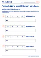 Vorschau - Arbeitsblätter - Fehlende Werte beim Mittelwert berechnen - Seite 3