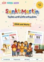 Vorschau - Arbeitsblätter - Sankt Martin im Ethikunterricht Klasse 3 und 4 | Teilen und Licht schenken | Legende, Dilemmakarten, Lichterfeste, Arbeitsblätter in 2 Stufen - Deckblatt