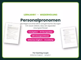 Vorschau - Arbeitsblätter - Personalpronomen Englisch – Wiederholung - Deckblatt