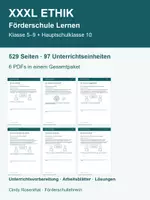 Vorschau - Stundenentwürfe - XXXL Ethik – Förderschule Lernen Klasse 5–9 + Hauptschulklasse 10 - Deckblatt