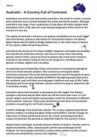 Vorschau - Arbeitsblätter - Australia Reading Comprehension Klasse 9/10 - Deckblatt