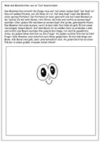 Vorschau - Arbeitsblätter - Lesen und malen Monsterchen Klasse 3/4 - Deckblatt