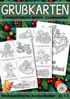 Vorschau - Mal- und Bastelvorlagen - Grußkarten | Ausmalbilder - Frohe Weihnachten (Klasse 1-3) - Deckblatt