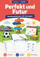 Vorschau - Arbeitsblätter - Perfekt bilden Deutsch Klasse 4 Stationen - Deckblatt
