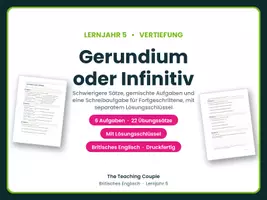 Vorschau - Arbeitsblätter - Gerundium oder Infinitiv – Vertiefung - Deckblatt