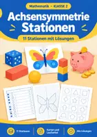 Vorschau - Arbeitsblätter - Achsensymmetrie Mathematik Klasse 2 Stationen - Deckblatt