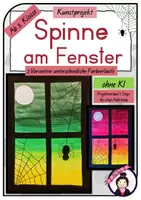 Vorschau - Stundenentwürfe - Kunst Herbst & Halloween: SPINNE AM FENSTER | Kunstprojekt Grundschule Klasse 3-5 - Deckblatt