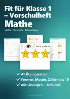 Vorschau - Arbeitsblätter - Fit für Klasse 1 – Vorschulhefte Paket: Mathe, Deutsch, Feinmotorik & Konzentration | 121 Übungsseiten mit Lösungen und Urkunden - Seite 1