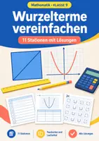 Vorschau - Arbeitsblätter - Wurzelterme vereinfachen Mathematik Klasse 9 - Deckblatt