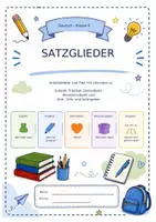 Vorschau - Arbeitsblätter - Satzglieder Klasse 4 - Arbeitsblatt und Test mit Lösungen - Deckblatt