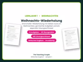 Vorschau - Arbeitsblätter - Weihnachts-Wiederholung Englisch LJ 1 - Deckblatt