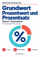 Vorschau - Arbeitsblätter - Grundwert Prozentwert und Prozentsatz - Deckblatt