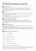 Vorschau - Stundenentwürfe - Freiheit & Verantwortung Unterrichtsreihe Ethik Klasse 7/8 – 6 Stunden, 3 Niveaus, mit Lösungen | Mittelschule Realschule - Seite 1