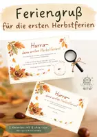 Vorschau - Mal- und Bastelvorlagen - Feriengruß für die ersten Herbstferien - mit und ohne Mini-Lupe - Deckblatt