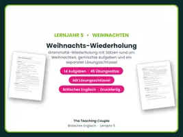 Vorschau - Arbeitsblätter - Weihnachts-Wiederholung Englisch LJ 5 - Deckblatt