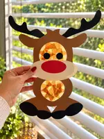 Vorschau - Mal- und Bastelvorlagen - Rentier basteln Weihnachten | Fensterbild | Kunst Grundschule Klassenraumdeko - Seite 1
