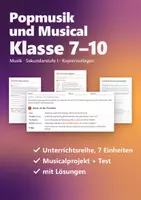 Vorschau - Stundenentwürfe - Popmusik und Musical Klasse 7–10 – Unterrichtsreihe Musik mit Projekt und Test | mit Lösungen - Deckblatt