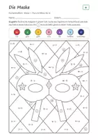 Vorschau - Arbeitsblätter - Fasching Rechenmalblätter Klasse 1 – Mathe Plus und Minus bis 10 und 20 | Clown, Maske, Krapfen, Luftballons, mit Lösungen - Seite 3