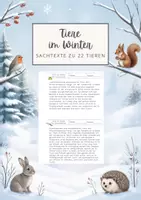 Vorschau - Arbeitsblätter - Tiere im Winter | Sachtexte | Lesetexte zu 22 Tieren - Deckblatt