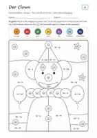Vorschau - Arbeitsblätter - Karneval Rechenmalblätter Klasse 2 – Mathe Plus und Minus bis 100 | Clown, Maske, Krapfen, Luftballons, mit Lösungen - Deckblatt