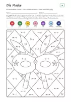 Vorschau - Arbeitsblätter - Karneval Rechenmalblätter Klasse 2 – Mathe Plus und Minus bis 100 | Clown, Maske, Krapfen, Luftballons, mit Lösungen - Seite 3