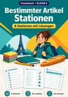Vorschau - Arbeitsblätter - Bestimmter Französisch Klasse 6 Stationen - Deckblatt