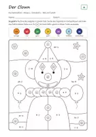 Vorschau - Arbeitsblätter - Fasching Rechenmalblätter Klasse 3 – Mathe Einmaleins, Plus und Minus bis 1000 | Clown, Maske, Krapfen, Luftballons, mit Lösungen - Seite 1