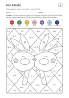 Vorschau - Arbeitsblätter - Fasching Rechenmalblätter Klasse 3 – Mathe Einmaleins, Plus und Minus bis 1000 | Clown, Maske, Krapfen, Luftballons, mit Lösungen - Seite 3
